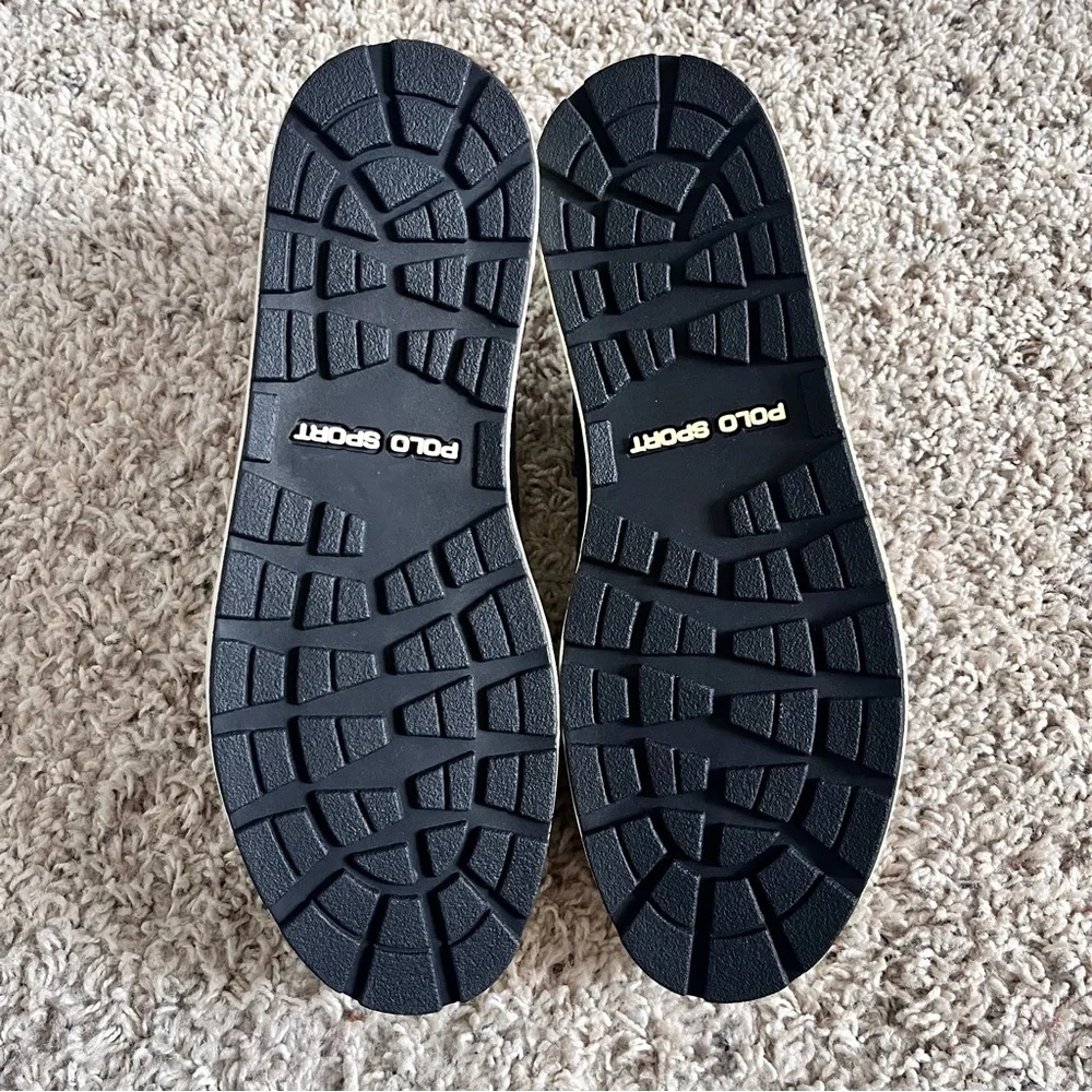 POLO SPORT Men's Dark Blue Suede Lace Up Sneakers Size 8 Low Top Tennis Shoes - Picture 2 of 6